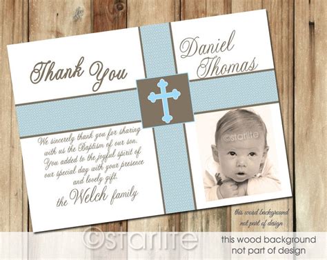 Thank you cards are a great way to show others how grateful you are for having them join you during an important time in your life. Baptism Photo Thank You Card Allure Boy Blue by starwedd