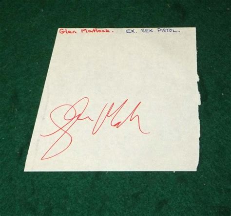 Glen Matlock Glen Matlock Sex Pistols Autograph 1983 Autograph