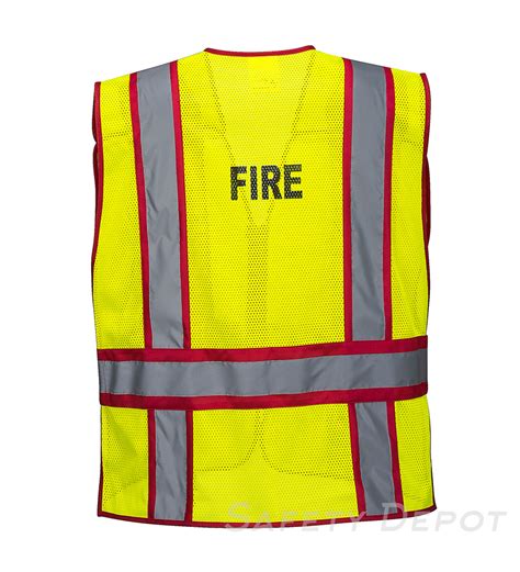 Us387 Yellowred Firefighter Hi Vis Safety Vest With Mic Tabs