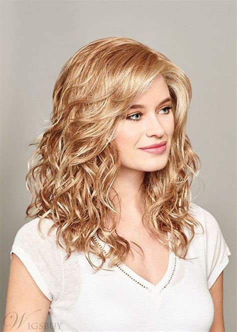 Medium Hairstyle Womens Blonde Color 100 Human Hair Wigs Lace Front