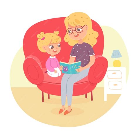 Madre Leyendo Un Libro A Su Hija En Casa Mujer Pasando Tiempo Junto Con