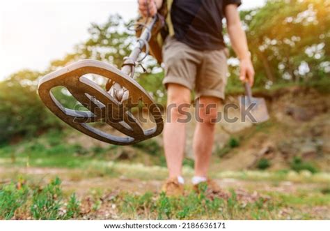 Metal Detector Work Forest Field Search Stock Photo 2186636171