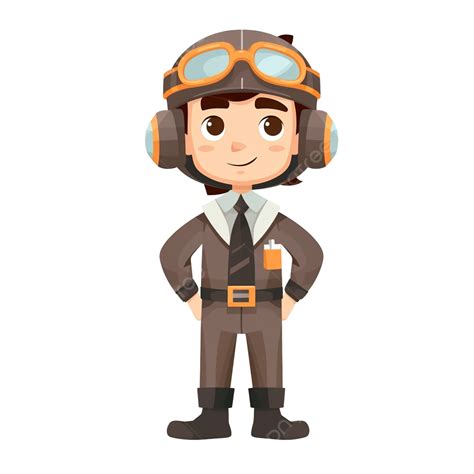 Plane Pilot Character Vector Illustration Isolated On White Plane