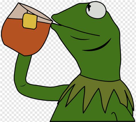 Kermit The Frog Kermit Sipping Tea Drawing Png Download 496x444