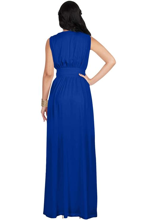 Plus Sized Cobalt Royal Blue Maxi Dresses For Women Full Figure Dresses For Curvy Ladies