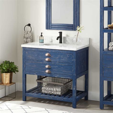 • 3/4 dovetail drawer box, natural finish. 36" Benoist Reclaimed Wood Console Vanity for Undermount ...