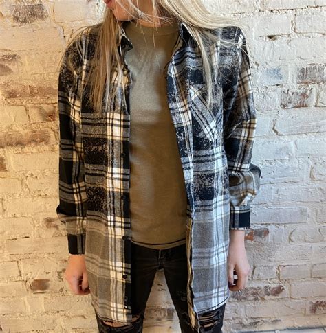 Bleached Flannel Shirt For Women Bleached Flannel Women Etsy