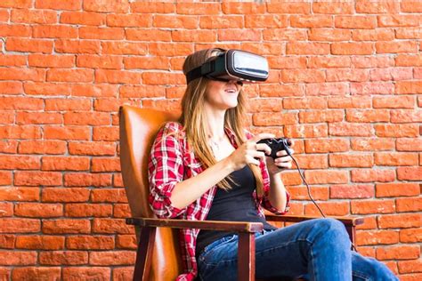 Woman In Virtual Reality Glasses Playing The Game Stock Image