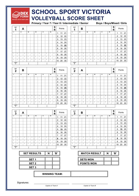 Volleyball Score Sheet 3 Sets Excel Form Fill Out And