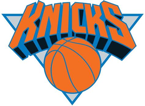 1946 — 1964 the very first logo for new york knicks featured a blue and orange caricature of a big man. New York Knicks Primary Logo (1993) - Knicks in orange on ...