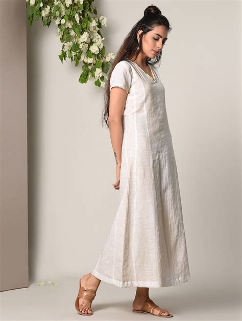 Buy White Cotton Dress With Lace Online At