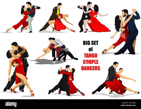 big set of couple dancing a tango 3d vector illustration stock vector image and art alamy