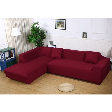 Sofa Covers For L Shape 2pcs Polyester Fabric Stretch Slipcovers
