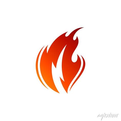 Fire Thunder Logo Concept Simple Flat Logo Template With Red Wall