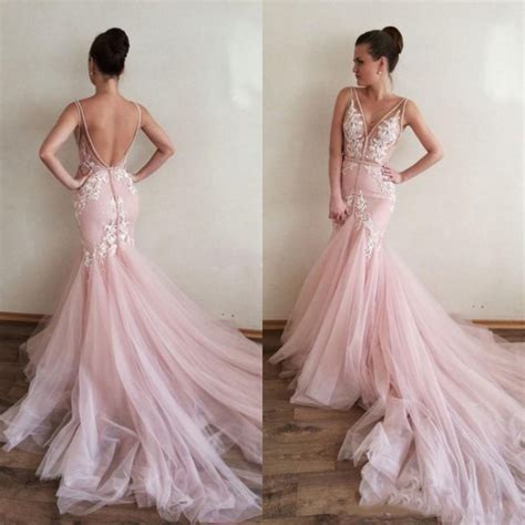 Blush pink bridal shower dress. S377 Blush Pink Mermaid Wedding Dresses, Vintage Wedding ...