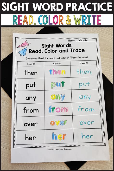 Sight Word Practice For Preschool Kindergarten And 1st Grade Read Color And Trace Activities