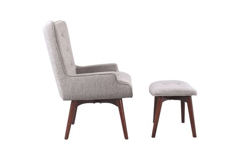 Scott Living Mid Century Modern Grey Accent Chair And Ottoman