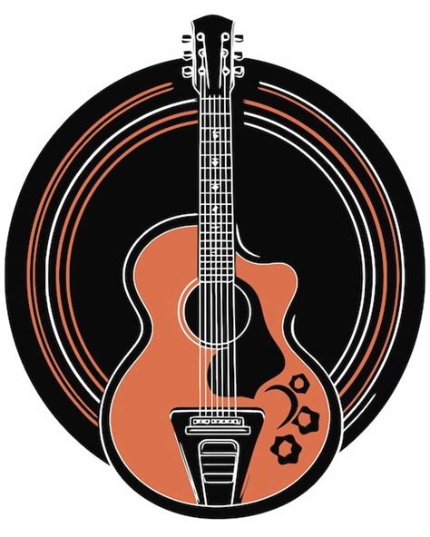 Una Guitarra Negra Y Naranja Con Un Fondo Blanco Y La Palabra M Sica En