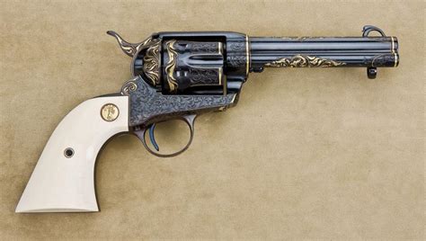 Custom Engraved And 24 K Gold Inlaid Colt Saa Revolver With The