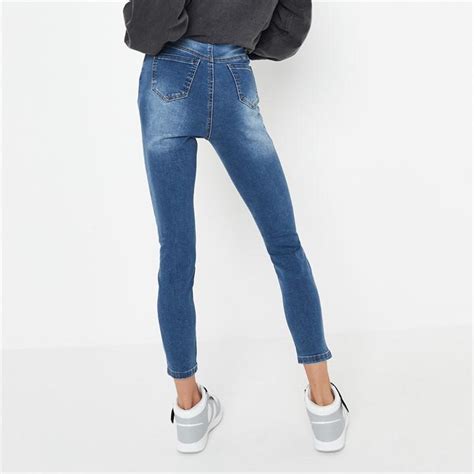 Missguided Petite Distressed Sinner Skinny Jeans Blue Missguided