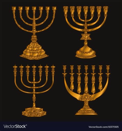 Jewish Religious Symbol Menorah Isolated On White Vector Image
