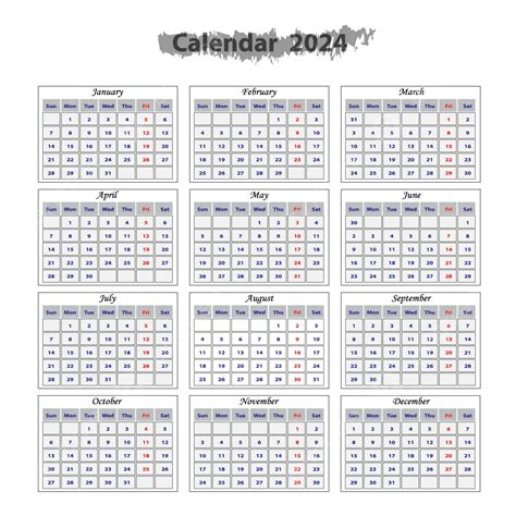 Calendário 2024 Vetor Png Calendário24 Calendário De Parede Modelo