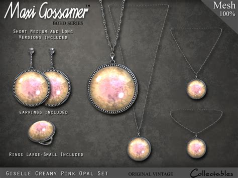 Second Life Marketplace Necklace Giselle Opal Set Creamy Pink
