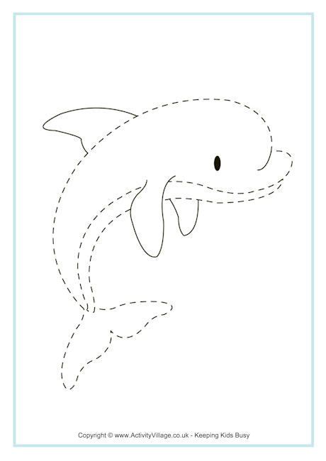 Dolphin Tracing Picture Tracing Pictures Ocean Animals Preschool