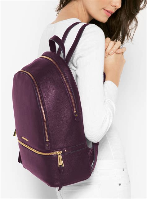 Michael Kors Rhea Large Leather Backpack In Damson Purple Lyst