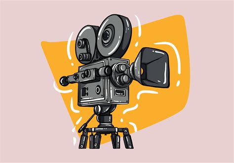 Cinema Movie Camera Side View Template In Cartoon And Vintage Style