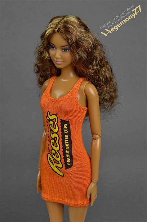 Barbie Doll In Custom Made Tank Top Dress Inspired By Reese S Peanut Butter Cups Custom