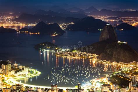 Beautiful Night View Of Rio De Janeiro Stock Photo Image Of City