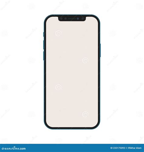 Iphone Mockup With Blue Frame And Buttons Smartphone Front Side View