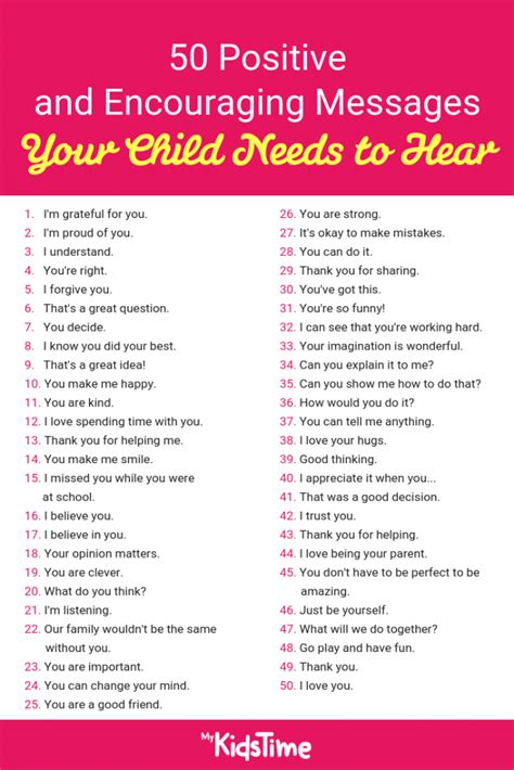 50 Positive And Encouraging Messages Your Child Needs To Hear