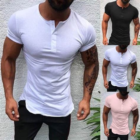 Henley Muscle Shirt Mens Fashion Minimalist Slim Fit Men Men Casual