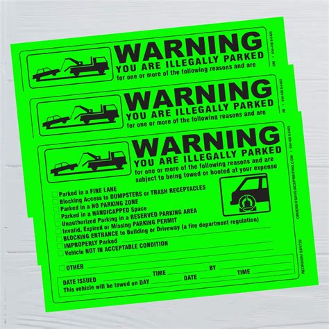 Buy Parking Violation Sticker Vehicle Illegally Parked Tow Notice