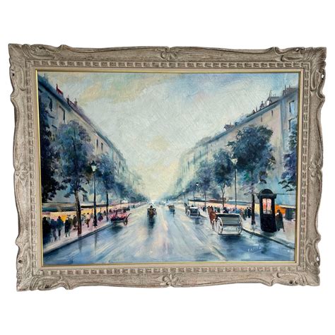Impressionist Parisian Street Scene Original Oil On Canvas Signed At
