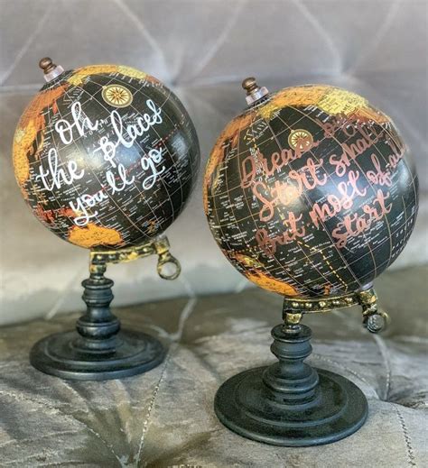 Custom 5 Black Globe Personalized Globes Hand Lettered Etsy