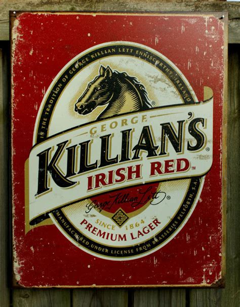 This rich & malty beer is brewed using only pure spring water. Killians Irish Red Beer Classic Horse Head Lager Tin Sign ...