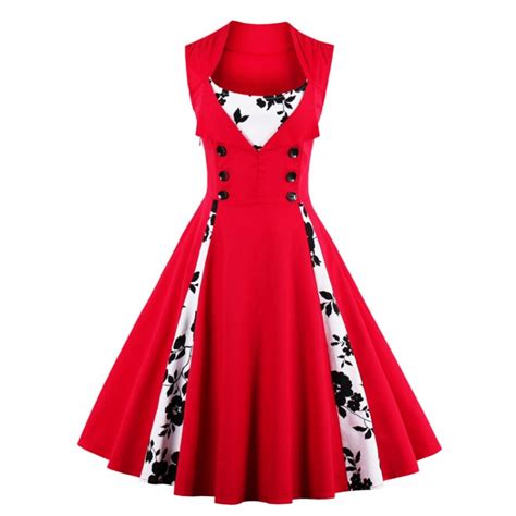 Summer Dress 2017 Women Vintage Dresses 50s 60s Rockabilly Party Woman Dress Plus Size Red Polka