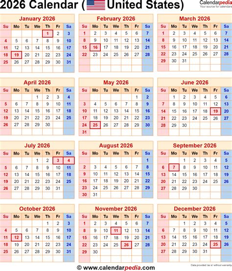 2026 Calendar For The Usa With Us Federal Holidays