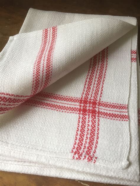 Pair Of Vintage Woven Scandinavian Hand Towels Kitchen Towels Monogram