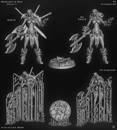 Indril Ld3dart Fantasy Miniature Female Barbarian Model Pin Up