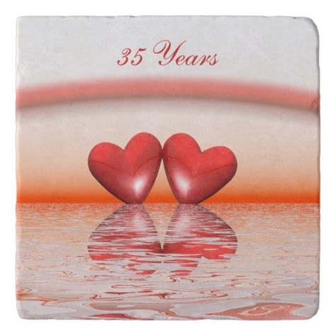 35th Anniversary Coral Hearts Trivet In 2021 Happy 35th