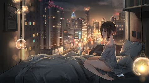 Anime Girl City Lights 1440p Resolution Background And Hd