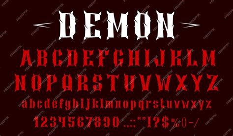 Diable Police Démon Fonte Alphabet Satan Lettres Vecteur Premium