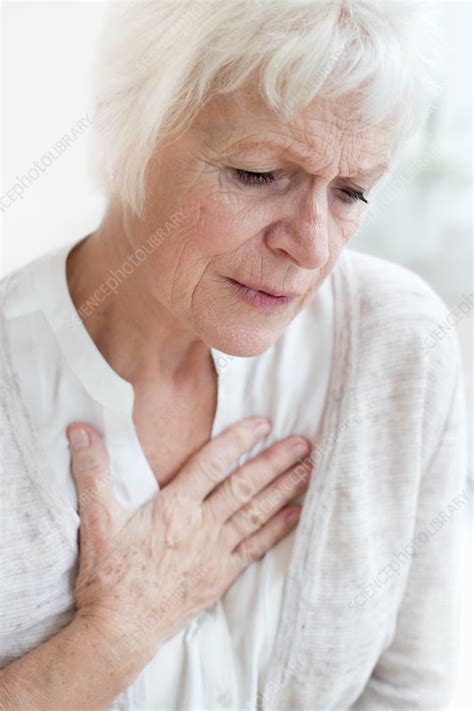 Senior Woman Touching Chest Stock Image F0193302 Science Photo
