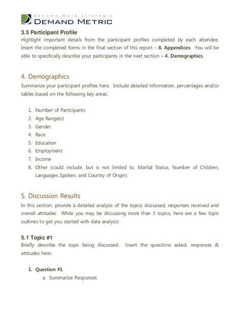 Focus Group Discussion Report Template 9 Templates Example