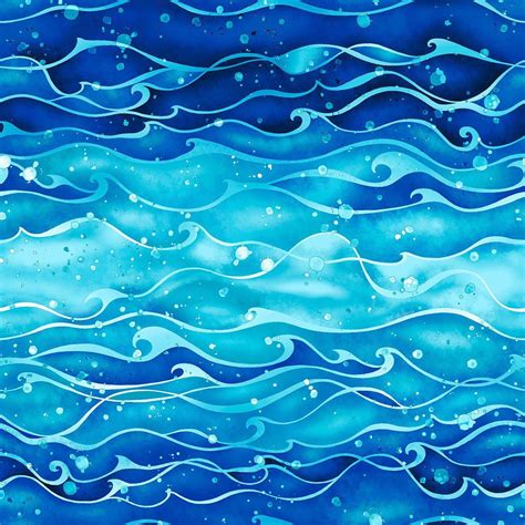 Deep Blue Sea Indigo Waves Fabric By Geoff Allen Studio E Fabrics