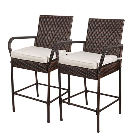 Sundale Outdoor Rattan Wicker Bar Stools Counter Height With Back